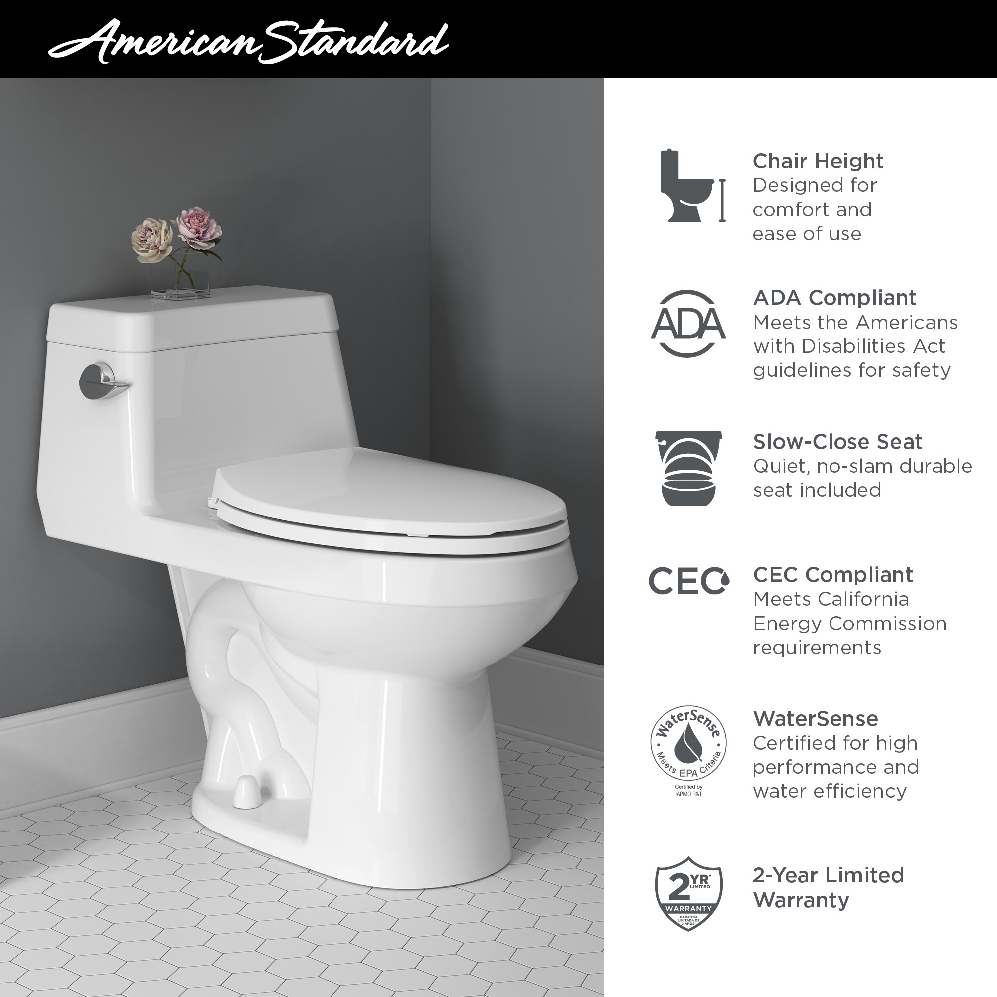 Mainstream OnePiece Chair Height Elongated Toilet